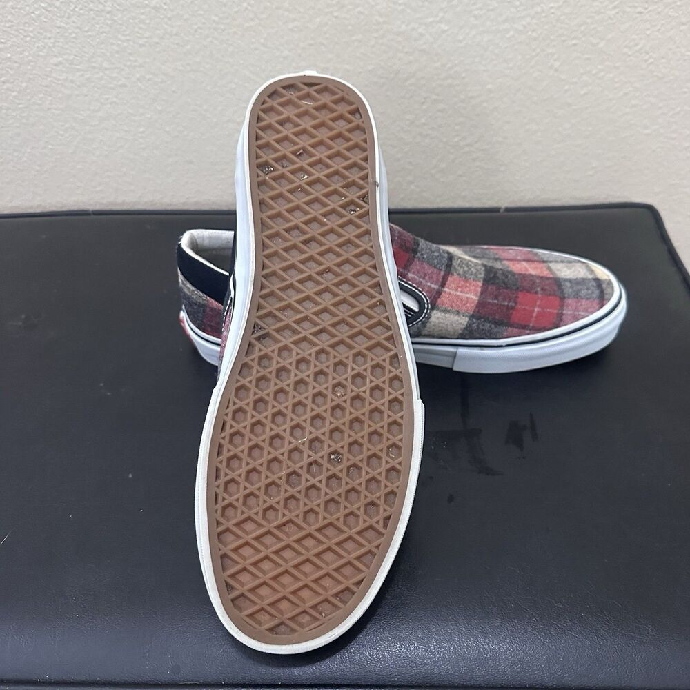 Vintage Pendleton Vans Wool Slip on Shoes Men’s 9.5 Baked Apple Navy Sneakers - Picture 11 of 16